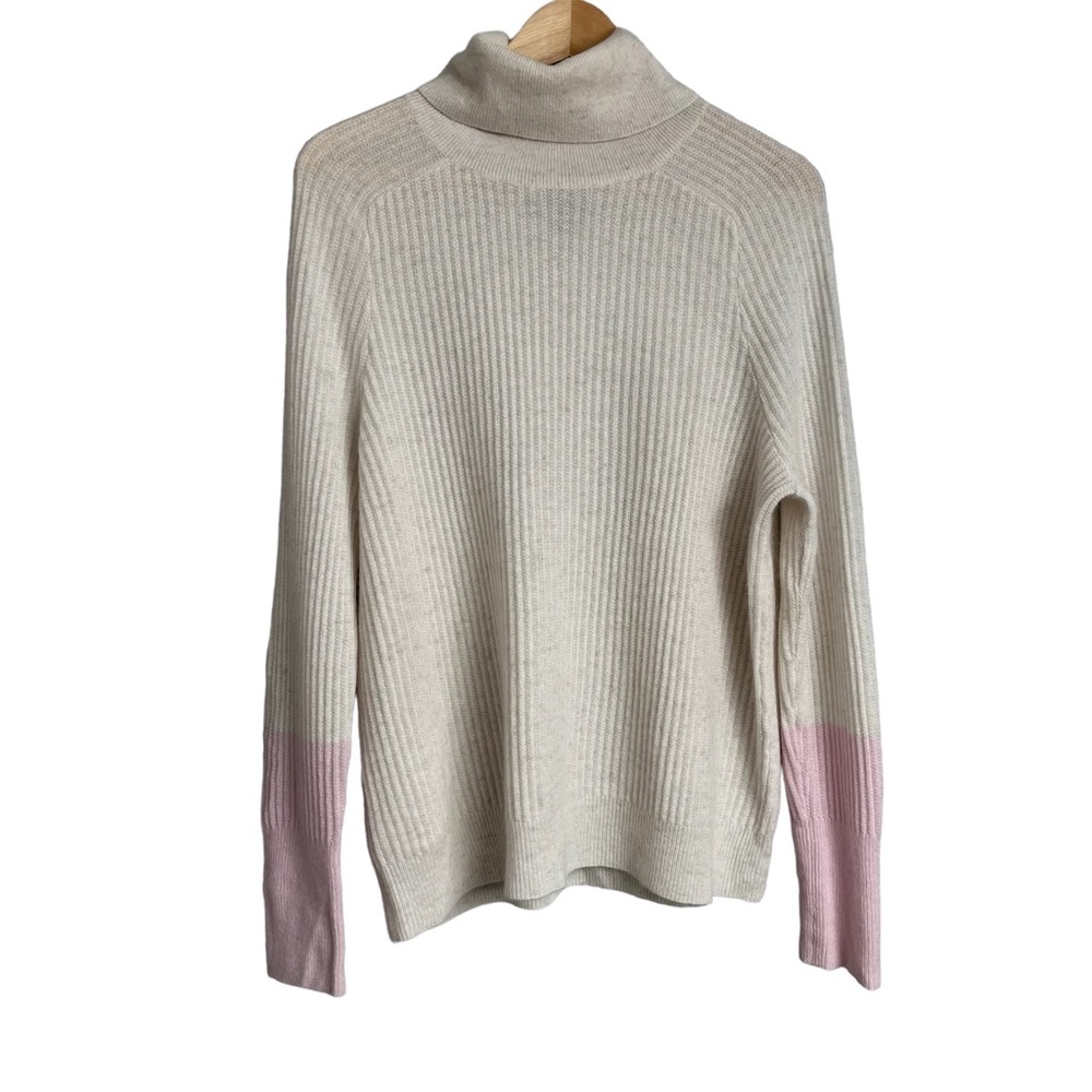 Aqua Cashmere Pink Color Block Cashmere Sweater